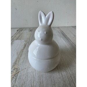 Vintage ceramic Easter Bunny lidded container canister spring decor
